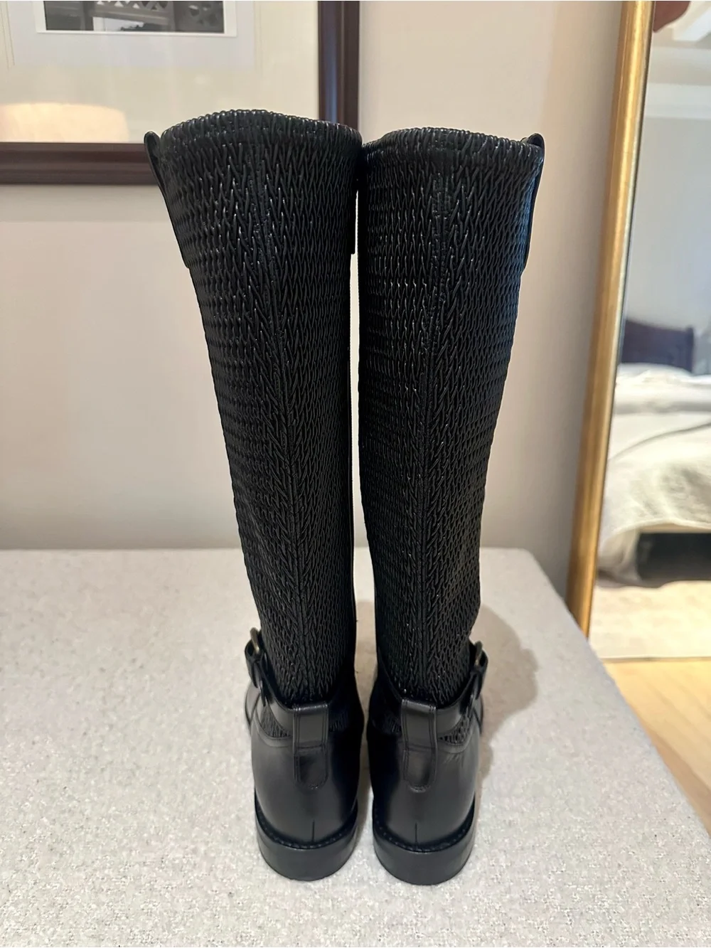 Cole Haan Black Leather Riding Boots
